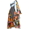 Draped floral-print asymmetric dress - Vestidos - 