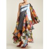 Draped floral-print asymmetric dress - Vestidos - 