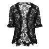 ELESOL Women Elegant Bolero Shrug Half Sleeve Lace Crochet Ruffle Open Front Cardigan - Shirts - $4.98 