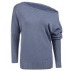 ELESOL Women Off Shoulder Batwing Sleeve Loose Pullover Sweater Knit Jumper - Camisa - curtas - $12.99  ~ 11.16€