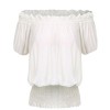 ELESOL Women Peasant Blouse Ruffle Off Shoulder Boho Tops Vintage Smocked Waist Shirts S-XXL - Shirts - $8.99 