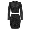 ELESOL Women Rhinestone Two Pieces Bodycon Dress Outfit Crop Top Midi Skirt Set - 连衣裙 - $17.99  ~ ¥120.54