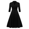 ELESOL Women's Vintage V Neck Half Sleeve Pleated Flared A Line Swing Dress - Dresses - $34.99  ~ £26.59