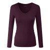 ELF FASHION Basic Slim Fit Long Sleeve Cotton V-Neck and Round Scoop Neck T Shirt Top For Women (Size S~3XL) - Pulôver - $7.99  ~ 6.86€