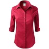 ELF FASHION Roll up 3/4 Sleeve Button Down Shirt for Womens Made in USA (Size S~3XL) - Camisas manga larga - $22.99  ~ 19.75€