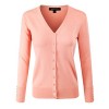 ELF FASHION Women Top Long Sleeve Button V-Neck Knit Sweater Cardigan (Size S~3XL) - Cardigan - $18.95 