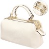 ELPIDA Faux Crocodile Rhinestones Accent Doctor Style Top Double Handle Hinged Satchel Office Tote Handbag Purse Shoulder Bag White - Hand bag - $39.50 