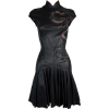 ENTITY black satin embroidered dress - sukienki - 