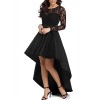 Elapsy Womens Long Sleeve Lace High Low Satin Prom Evening Dress Cocktail Party Gowns - Dresses - $73.99 