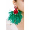Embellished Feather Drop Earrings - Earrings - 