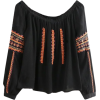 Embroidered Boho Blouse - 女士束腰长衣 - 