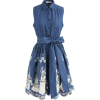 Embroidered Denim Dress - Dresses - 