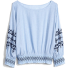 Embroidered Long Sleeve Smocked Top - Košulje - duge - 