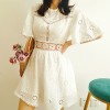 Embroidered openwork lace backless dress - Dresses - $32.99 