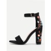 Embroidery Detail Two Part Block Heeled Sandals - Sandals - $36.00 