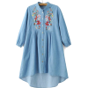 Embroidery High Low Denim Dress - Платья - 