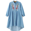 Embroidery High Low Denim Dress - Vestidos - 