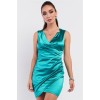 Emerald Green V-neck Wrap Detail Mini Dress - ワンピース・ドレス - $16.28  ~ ¥1,832