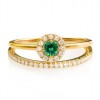 Emerald, Diamond Halo Ring And A Dainty  - Pierścionki - 