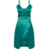 Emerald green strappy satin dress - Dresses - 
