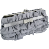 Empress Princess Ruffle Rhinestone Bow Tie Clasp Clutch Baguette Handbag Evening Bag Purse w/2 Detachable Chains Silver - Clutch bags - $25.50 