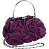 Enormous Rosette Roses Framed Clasp Evening Handbag Clutch Purse Convertible Bag w/Hidden Handle, Shoulder Chain Purple - Clutch bags - $39.99 