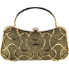 Exotic Bean-shape Abstract Metallic Interwoven Rhinestone Clasp Hard Case Box Clutch Baguette Evening Bag Purse Minaudiere w/Hidden Handle, Shoulder Chain Gold - Clutch bags - $24.50 