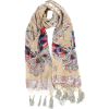 Exotic Chiffon / Velvet Butterfly Print Sequins Beaded Long Shawl Wrap Scarf - 6 color options Beige - Schals - $34.00  ~ 29.20€