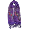 Exotic Chiffon / Velvet Butterfly Print Sequins Beaded Long Shawl Wrap Scarf - 6 color options Purple - Scarf - $34.00 