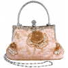 Exquisite Antique Seed Beaded Rose Evening Handbag, Clasp Purse Clutch w/Hidden Handle and Chain Champagne - Hand bag - $29.50 