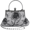 Exquisite Antique Seed Beaded Rose Evening Handbag, Clasp Purse Clutch w/Hidden Handle and Chain Gray - Hand bag - $29.50 