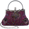 Exquisite Antique Seed Beaded Rose Evening Handbag, Clasp Purse Clutch w/Hidden Handle and Chain Purple - ハンドバッグ - $29.50  ~ ¥3,320