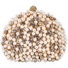 Exquisite Intricate Pearl Beads Rhinestone Encrusted Closure Half-moon Hard Case Clutch Baguette Evening Bag Handbag Purse w/2 Chain Straps Gold - Clutch bags - $37.50 