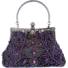 Exquisite Seed Bead Sequined Leaf Evening Handbag, Clasp Purse Clutch w/Hidden Handle Purple - Hand bag - $29.99 