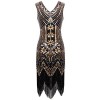 FAIRY COUPLE 1920s Flapper Double V-Neck Sequined Rhinestone Embellished Fringed Dress D20S003 - sukienki - $59.99  ~ 51.52€