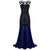 FAIRY COUPLE 1920s Floor-Length V-Back Sequined Embellished Prom Evening Dress D20S004 - Dresses - $59.99 