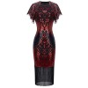 FAIRY COUPLE 1920s Knee Length Flapper Party Cocktail Dress with Sequined Cap Sleeve Layer Tassels Hem - 连衣裙 - $59.99  ~ ¥401.95