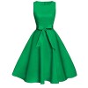 FAIRY COUPLE 50s Vintage Retro Floral Cocktail Swing Party Dress with Bow DRT017(4XL, Light Green) - Dresses - $59.99 