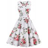 FAIRY COUPLE 50s Vintage Retro Floral Cocktail Swing Party Dress with Bow DRT017(4XL, White Floral) - Dresses - $59.99 