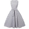 FAIRY COUPLE 50s Vintage Retro Floral Cocktail Swing Party Dress with Bow DRT017(XL, White Small Black Dots) - Dresses - $59.99 