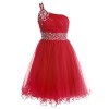 FAIRY COUPLE One Shoulder Short Homecoming Dress Beaded D0422 - Dresses - $129.99 