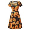 FENSACE Womens Short Sleeves Casual A-Line Halloween Pumpkin Dress - Vestiti - $17.88  ~ 15.36€