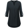 FENSACE Womens V Neck T Shirt 3/4 Roll Up Sleeve Tunic Blouse Tops - T-shirts - $23.99 