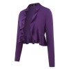 FISOUL Women's Open Front Cropped Cardigan Lone Sleeve Casual Shrugs Jacket Draped Ruffles Lightweight Sweaters - Shirts - $2.99 