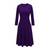 FISOUL Womens Round Neck 3/4 Sleeve A-Line High Waist Pleated Hem Casual T-Shirt Dress - sukienki - $9.99  ~ 8.58€