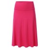 FLORIA Womens Solid Lightweight Knit Elastic Waist Flared Midi Skirt (S-3XL) - Skirts - $9.99  ~ £7.59