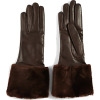 FLORIANA GLOVES brown leather faux fur - Manopole - 