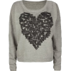 FULL TILT Heart Womens Sweatshirt Heather Grey - 長袖Tシャツ - $24.99  ~ ¥2,813