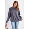 Faded Denim Terry Knit Loose Fit Pullover - Pullovers - $60.50 