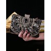 Fancy bead on silk black clutch - Borsette - 